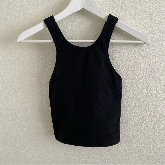 Beyond Yoga Spacedye Studio Cropped Tank Built-in Sports Bra Darkest Night - Picture 3 of 7